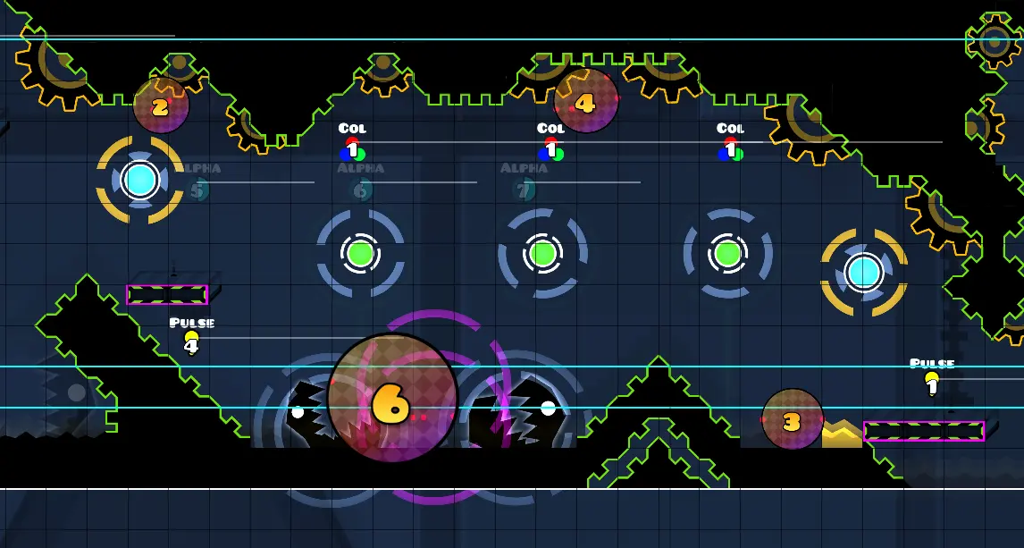 Demonstration of death markers in the editor of Deadlocked, with several groups indicating some of them being in close vicinity